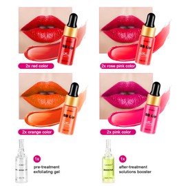 BB Lip Glow Ampoule Serum Starter Kit, Semi-Permanent Makeup Behandlung, Lip Gloss BB Lip Serum, enthält 8 Fläschchen Lips Care Serums Exfoliating Gel und Lip Balm Serums