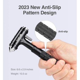 Luxtude Car Window Breaker, 2023 Upgrade Window Breaker Seatbelt Cutter, Fireproof 3-in-1 Emergency Glass Breaker Glass Hammer Car Escape Tool, Aluminum Alloy Automotive Life Saving Car Safety Hammer