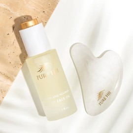 Pure Fiji Facial Skin Care Kit Massage Set for SPA Includes: Gua Sha Sculpting Tool and Luxury Oil 1 Fl. Oz skin Care Routine Kit For Women (luxury Oil & Gua Sha)