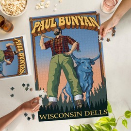Lantern Press 1000 Piece Jigsaw Puzzle, Wisconsin Dells, Wisconsin, Paul Bunyan