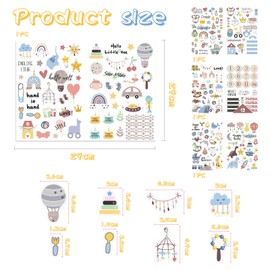 Goiern Pack of 4 212 Stickers Baby Album, Stickers for Children and Baby Photo Albums, 8 Sheets DIN A4 DIY Scrapbooking Stickers for Design, Baby Scrapbook Stickers