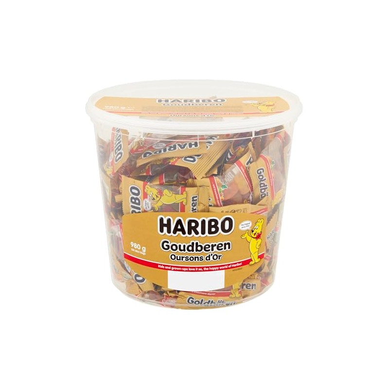 Haribo Gold Bears / Goldbären, 100 Mini Bags, 980g Tub