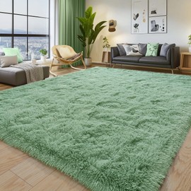 Soft Plush Shag Rug 5x7, Ultra Fluffy Rug for Living Room Bedroom, Non-Slip Fuzzy Large Area Rug for Living Room, Carpet for Girl Boy Kids, Modern Indoor Home Decor Aesthetic, Sage Green