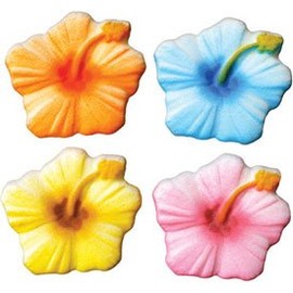 CakeSupplyShop Hibiscus Assortment Sugar Decorations for Cakes and Cupcakes 12count