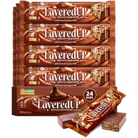 LayeredUp Wafer Cookies, Rich Dark Chocolate Coated Wafers, 24 Pack | Dairy Free | Light & Crunchy | Individually Wrapped Snack Bars