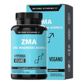 Zinc Magnesio Acerola (zma) | Con Piperina (pimienta Negra) Para Máxima Absorción | Magnesio Complex - Vegano Vitaminas Mujer / Hombre - (60 Cápsulas)