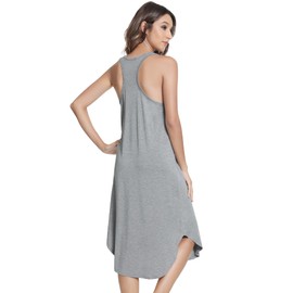 NACHILA Nightgowns for Women Soft Sleeveless Sleepwear Racerback Chemise Sleep Dress, Viscose Made from Bamboo Heather Grey X-Large