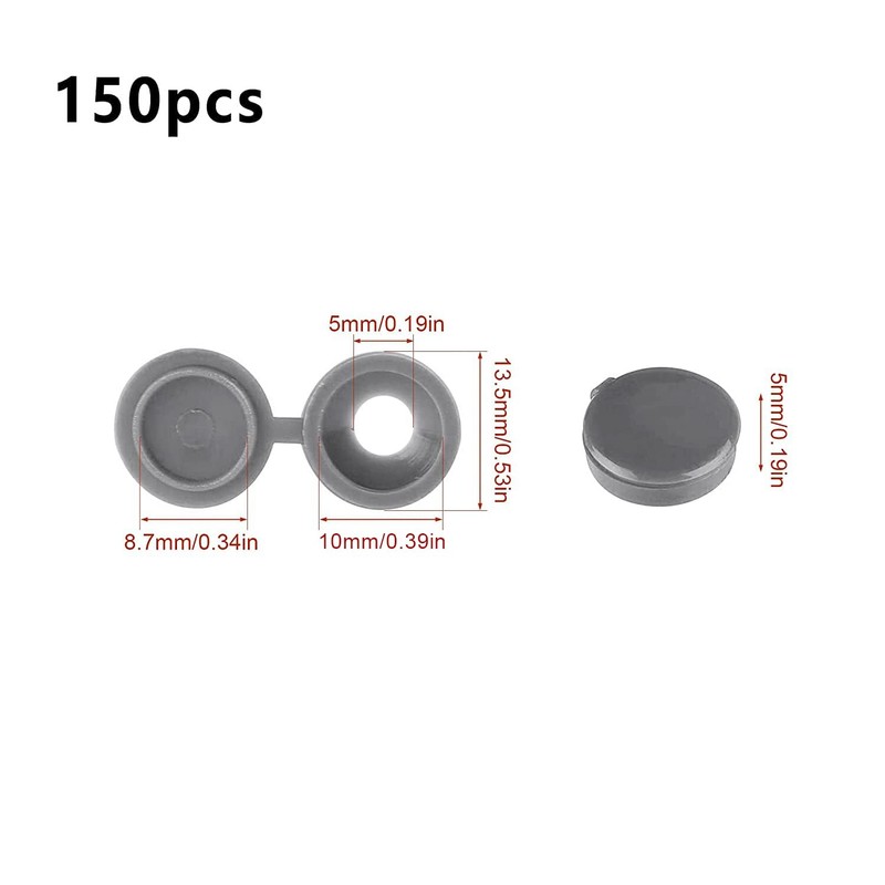 150Pcs Grey Screw Caps Hinged Plastic Screw Cover Caps for