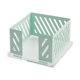 Mint Green Sticky Note Holder Metal Mesh Memo Cube Post Note Dispenser Acrylic Base Memo Pads Holder Note Paper Cubes Small Items Dispenser for Office Home School Desk Organizer (Mint Green)