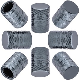 MEAJOO 8PCS Anodized Aluminum Tire Valve Stem Caps, Dustproof, Airtight Seal, Light-Weight, Universal Tire Valve Stem Covers for Cars, SUV, Trucks, Bikes, Motorcycles, Bicycles(Gray)