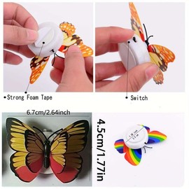 Random Color Double-layer 3D Butterfly Lamp, 5 Counts Cute Simulation Butterfly, Romantic Wall Decoration For Home Room Layout Table Wall Decor, for Room Decor, Girls Bedroom Furniture