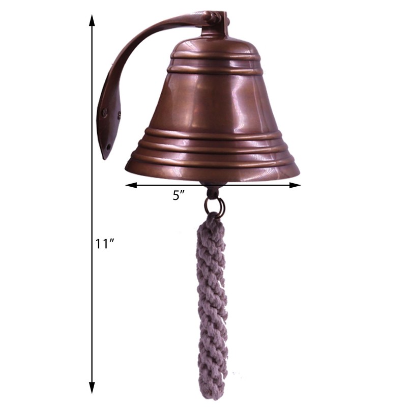 5" Solid Antique Brass Bell Quality Marine Wall Mounted Ship