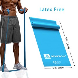 A AZURELIFE Professional Individual Exercise Resistance Bands, Single 5, 6,7 Ft or 8 Yards Elastic Bands, Non-Latex Stretch Bands for PT, Yoga, Pilates, Rehab, at-Home or The Gym Workouts