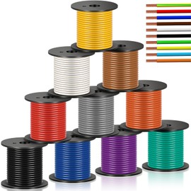 Gisafai 10 Pcs 22 Gauge Wire 100 ft Per Roll (1000 ft Total) Automotive Primary Wire Spools Copper Clad Aluminum Primary for 12v Automotive Harness Car Audio Video Wiring