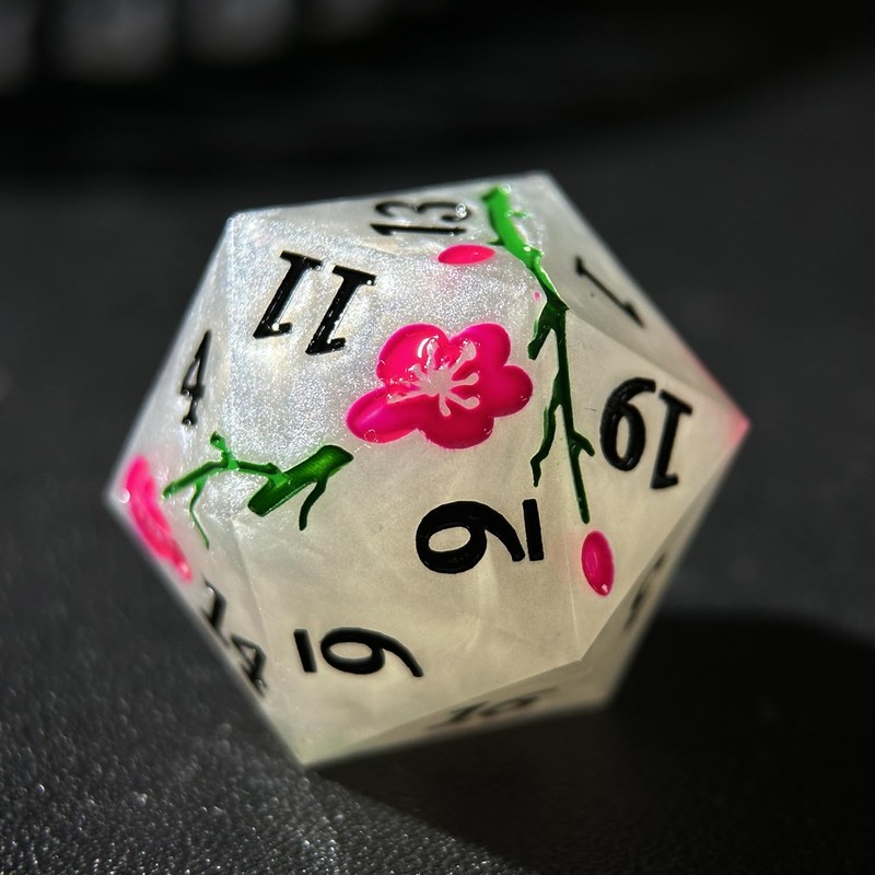 HAOMEJA Resin Flower Dice Set 7pcs/ Sharp Edged Polyhedral Dice/Apply