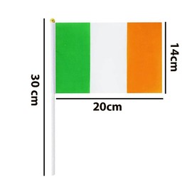 12 x Ireland Handheld Flags With Stick Poles For Irish Sports St Paddys Waving Country Celebration Events National Day Mini Cricket Football Small Desktop Hand Decoration