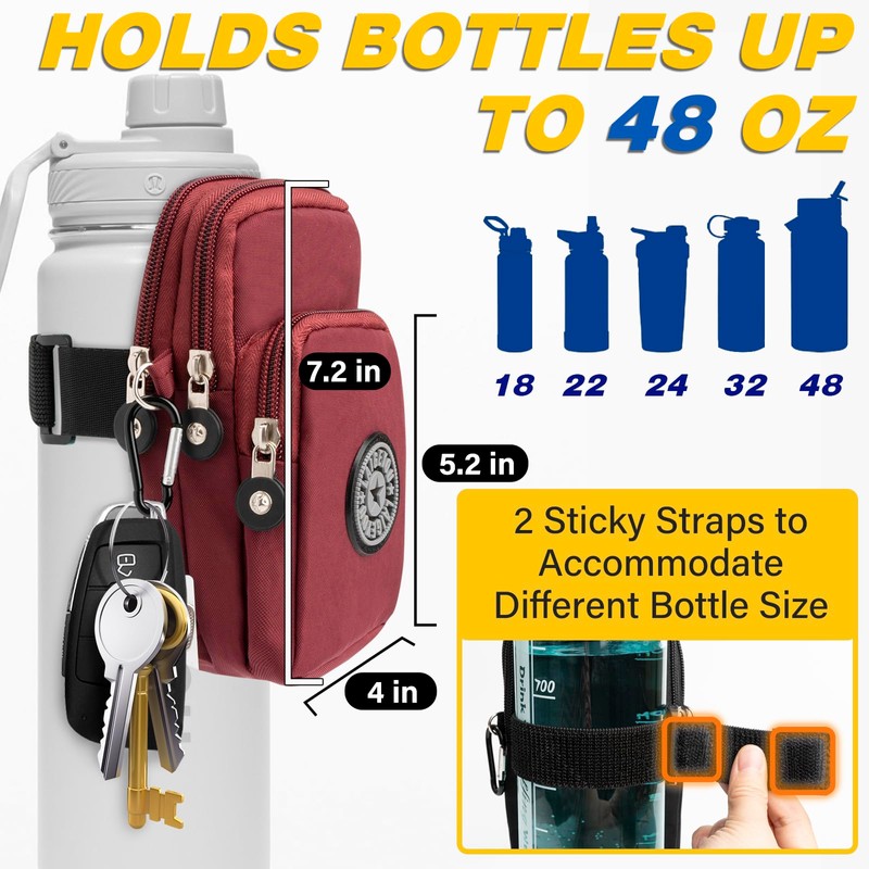 Gym Water Caddy with Phone Holder, Water Bottle Sleeve Bag