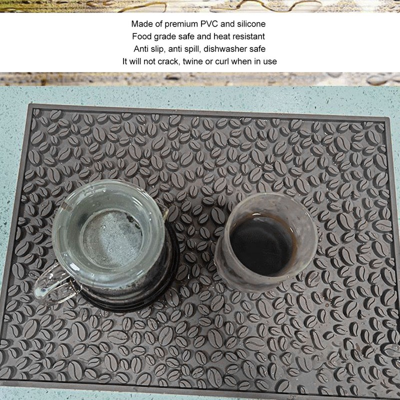 Coffee Bar Mat PVC Silicone Non Slip Rectangular Heat Resistant