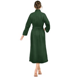 PAVILIA Green Women Waffle Knit Kimono Robe, Soft Cozy Breathable Lightweight Bathrobe with Side Pockets, Shower Spa House Long Robe for Women, 2XL/3XL