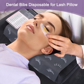 Lashing Dental Bibs Disposable Pack of 50, Lash Pillow Cover of Lash Supplies, Beauty 3-Ply Paper Poly Waterproof Towels, 13” x 18”, White Eyelash Printed