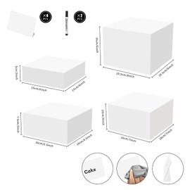 Acrylic Buffet Risers, 4 Pcs Risers Display Stands, Food Risers for Buffet Table, Acrylic Display Cube Box, White Nesting Risers for Display Dessret Cupcake Collectibles Jewelry, with 4 Mini Signs