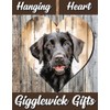 Handmade Wooden Hanging Heart Plaque Black Labrador