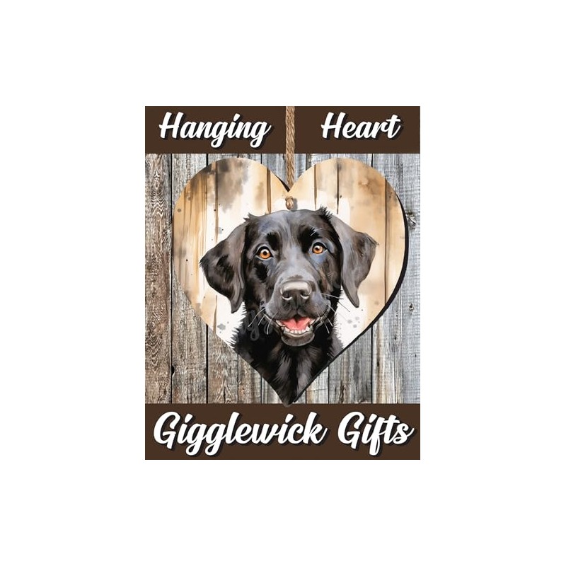 Handmade Wooden Hanging Heart Plaque Black Labrador