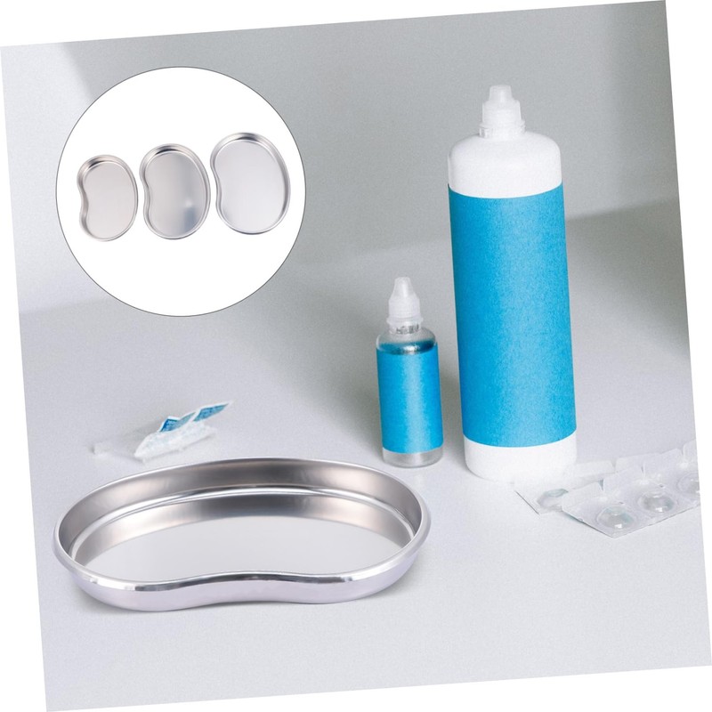 LABRIMP 3Pcs Stainless Steel Medical Kidney Shaped Laboratory Equipment for