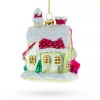 BESTPYSANKY Winter Wonderland Snow-Covered House Blown Glass Christmas Ornament