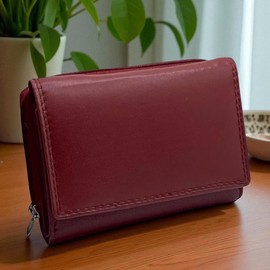 Velluci Pelle Genuine Leather Ladies Purse, Women's Leather Wallet, Purse for Women (Wine)