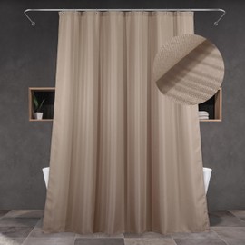 Popkozzi Taupe Extra Long Shower Curtain: 84 Inch Linen Textured Khaki Beige Tan Water Repellent Washable Polyester Fabric Shower Curtains for Bathroom - Simple Elegant Bath Curtain Liner - 72x84