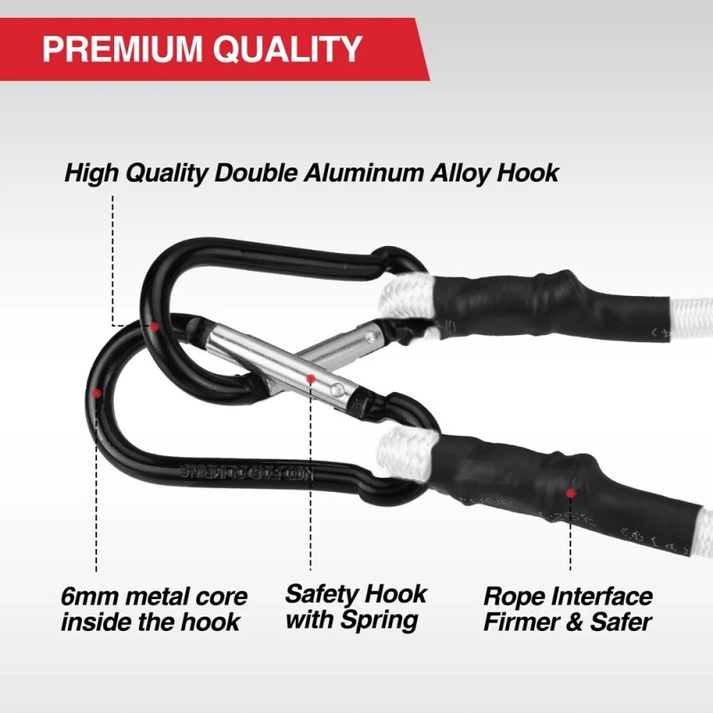 WORKPRO 4PCS 24" White Heavy Duty Bungee Cord Rubber Straps