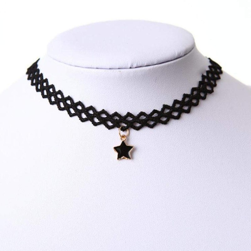 Olbye Elastic Choker Star Necklace Black Tattoo Choker Necklaces for