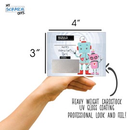 My Scratch Offs 'I Like You A Bot!' Robot Scratch Off Valentine's Day Party Favor Kit of 25 Cards 3x4