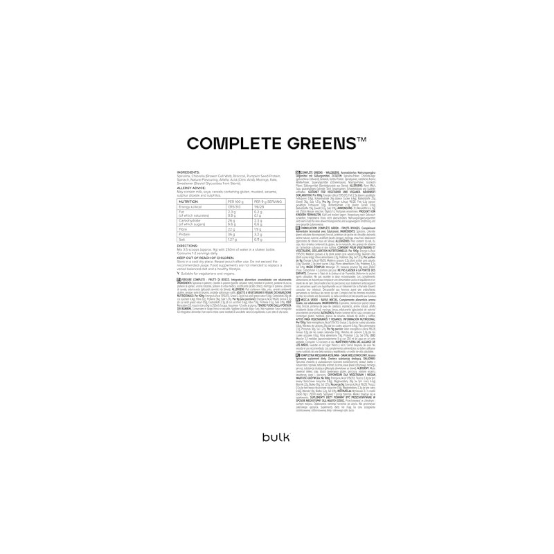 Bulk Complete Greens Powder, Mixed Berry, 500 g