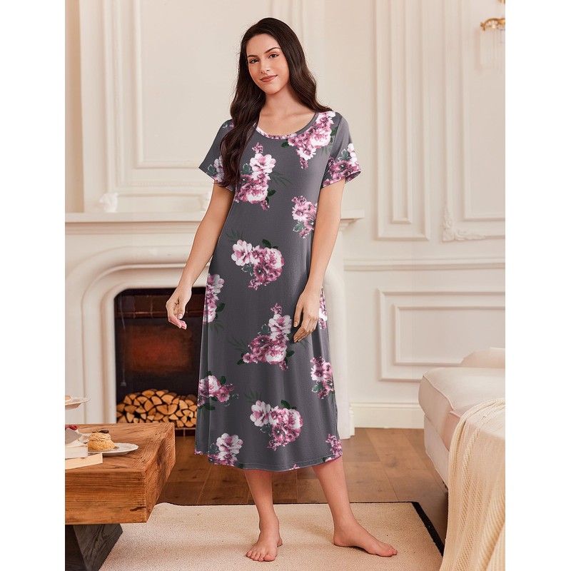 Ekouaer Short Sleeve House Dress for Women Moo Moo Night