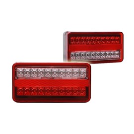 FJmark Truck Tail Lamp, Trailer, LED, Towing, Waterproof, Brake Lamp, High Brightness, 20 Rungs, Left and Right Set of 2, 12 V, 24 V (For 12V Cars)