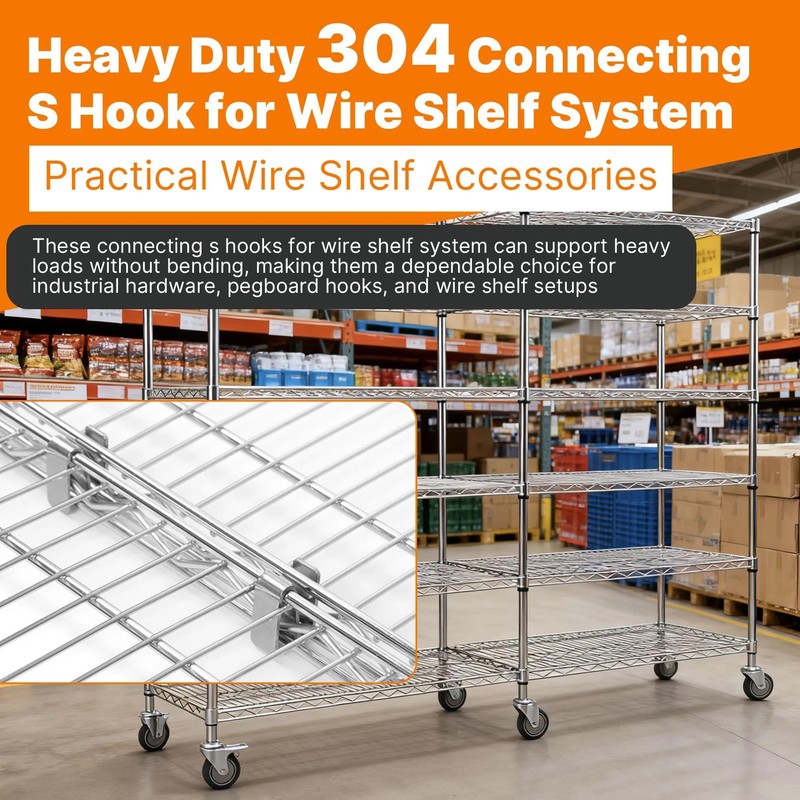 Yudylg 8 Pack Connecting S Hook for Wire Shelf System,Wire