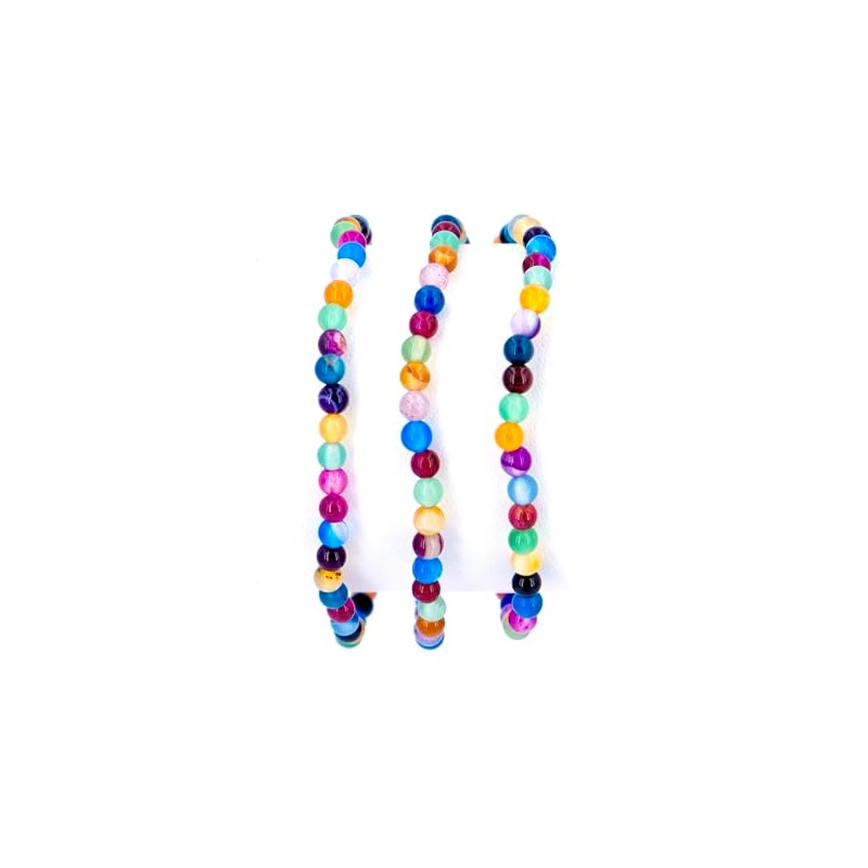 Taddart Minerals - Colourful Natural Gemstone Agate Bracelet with 4mm