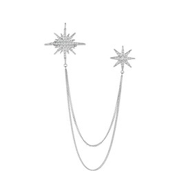 Rhinestone Star Brooch Pin for Women Girls Men Fashion Crystal Snowflake Tassel Lapel Pins Dress Suit Accessories Bouquet Christmas Winter Holiday Wedding Anniversary Jewelry Gifts