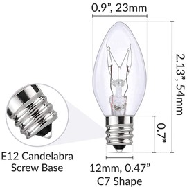 ZTGJMN 15 Watts C7 Replacement Light Bulbs for Scentsy Plug-in Warmers and Wax Diffusers,C7 Clear Bulbs Christmas Light Bulbs, Candelabra E12 Base (15)