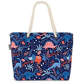 VOID Urwald Dinos Beach Bag Shopper 58 x 38 x 16 cm 23L XXL Shopping Bag Travel Bag Beach Bag, multicoloured, Casual