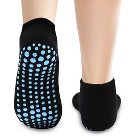 DECOVICI Non Slip Yoga Socks Women Pilates Anti-Skid Thickening Cushion Ankle Athletic Socks Barre Training Gym Home 4 Pairs(Black,L)