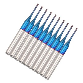 10 Piece End Mill Set Carbide Cutter Blue Corn Cutter CNC PCB Engraving Milling Tool Carving Drill Tools (1.0 mm)