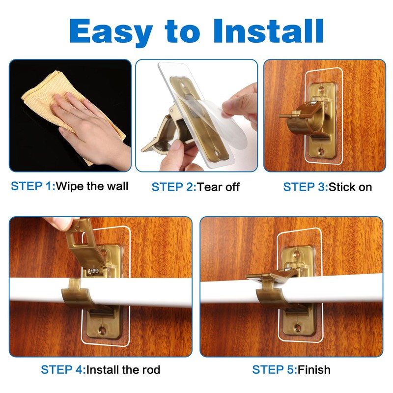 Antimbee 6-Pack No Drill Needed Curtain Rod Holders Brackets, Self