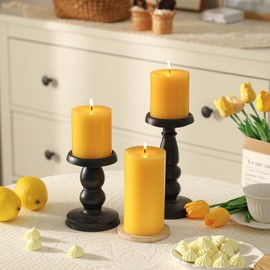 3x6 Inch Yellow Pillar Candles Set of 3 - Decorative Unscented Easter Pillar Candles, Long Burning Dripless Candles for Table Decor, Smokeless Large Pillar Candle for Wedding, Dinner, Home Decor