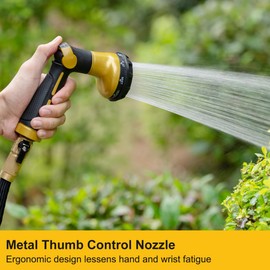 FANHAO Gartenschlauch Spritze 100% Metall,Gartenbrause mit 8 Sprühmustern,Hochdrucksprühdüse,Daumensteuerung,Ein/Aus-Ventil für Rasen-und Pflanzenbewässerung,Auto-und Haustierwäsche