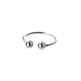 Tiny Balls Knuckle Rings for Women S925 Sterling Silver Statement Adjustable Open Rings Elegant Minimalist White Gold Plated Polished Tail Finger Rings Hypoallergenic Jewelry (Silvery, One size)