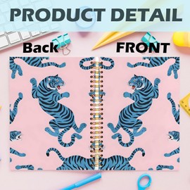 Yhtrg Preppy Coquette Blue Tiger Spiral Notebooks, Blue Tigers Journaling Notebook, Aesthetic Journals for Writing, Trendy Girly Notebooks for Note Taking, Preppy Gifts for Women, 5.5x8.3 Inch