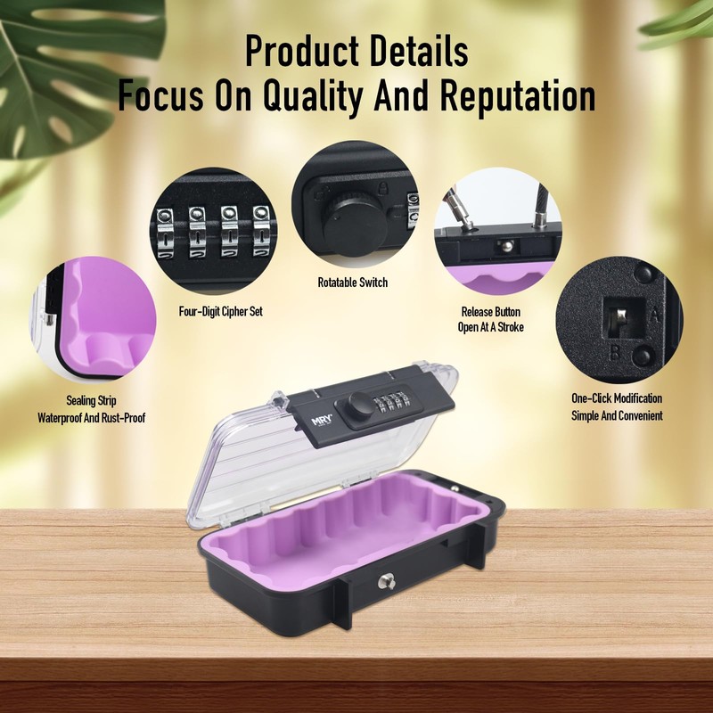 MRY Portable Safe Box Translucency Combination Security Case LockBox with